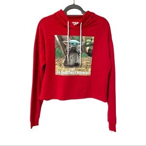 Star Wars Yoda The Child Christmas Morning Coffee Lightweight Sweatshirt (1X)